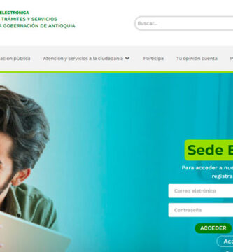 Vista de la pagina sede electronica de antioquia