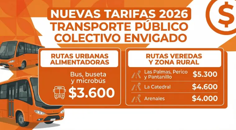 Precios de buses de trasporte rural en 2026 Envigado