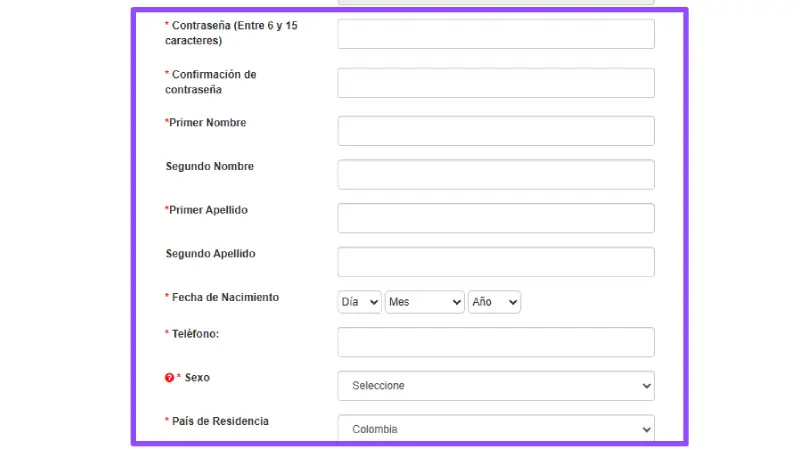 Contrasena y datos basicos del usuario