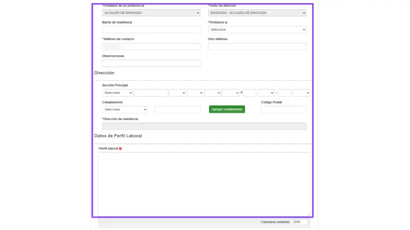 Direccion de residencia